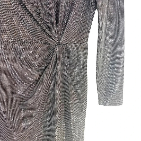 BB Dakota Dress What's Your Shine Metallic Long Sleeve in Gunmetal Size XS NWT - Picture 11 of 14